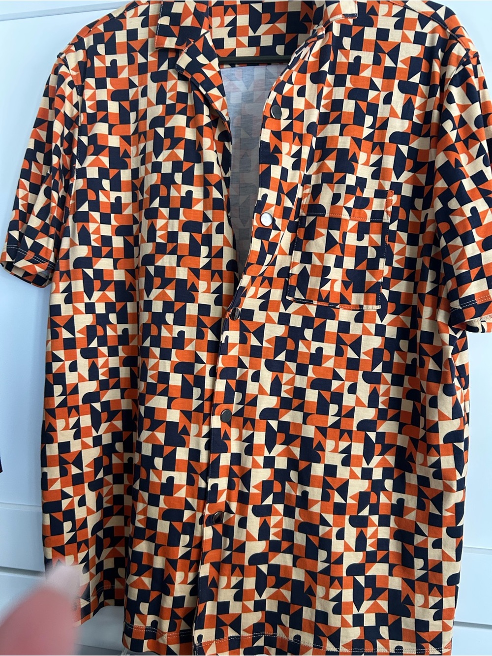 Murano Orange Black Geometric Short-Sleeve Polo - Picture 2 of 5